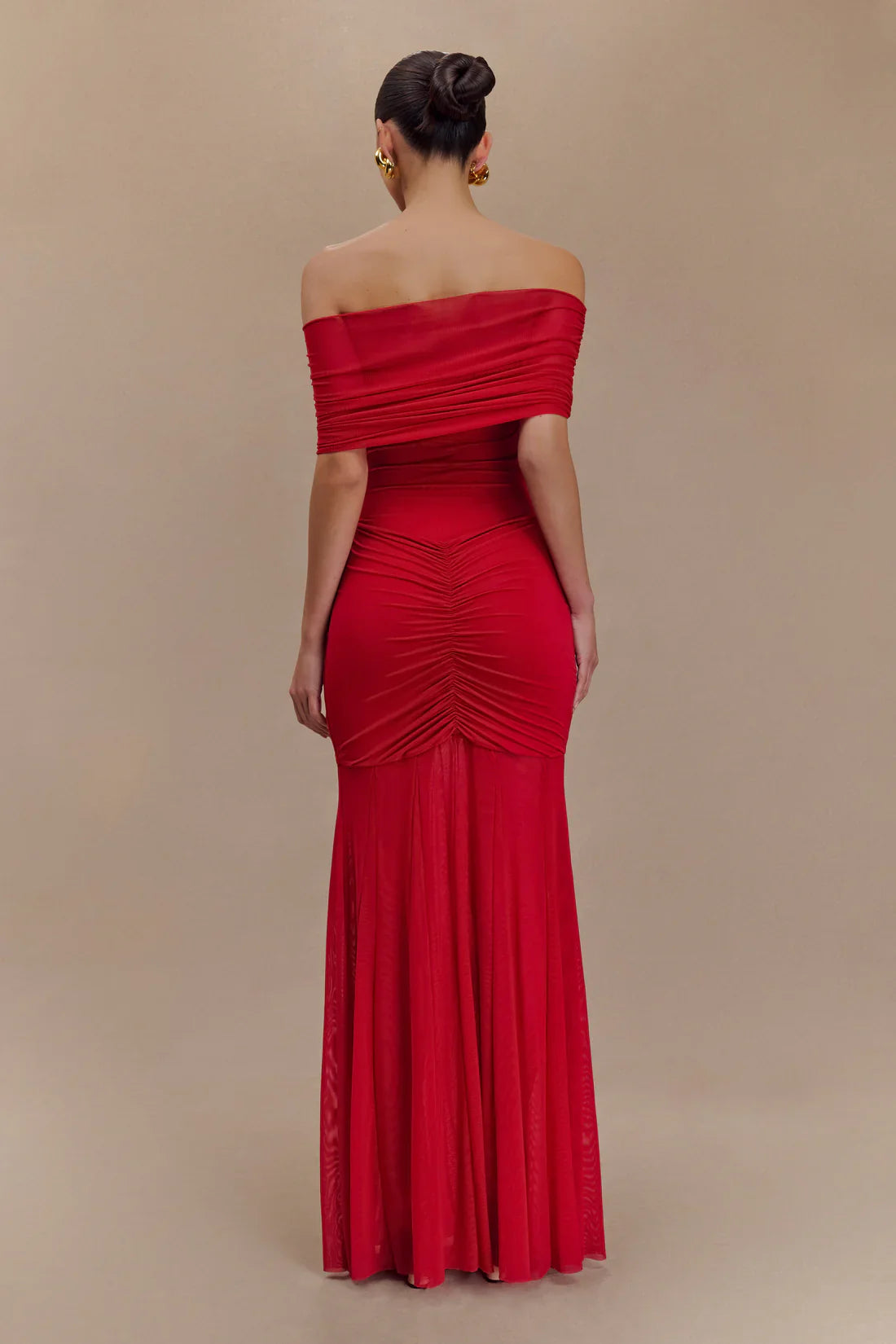 Abito Maxi Luciana Caspian – Off Shoulder in Mesh e Slinky