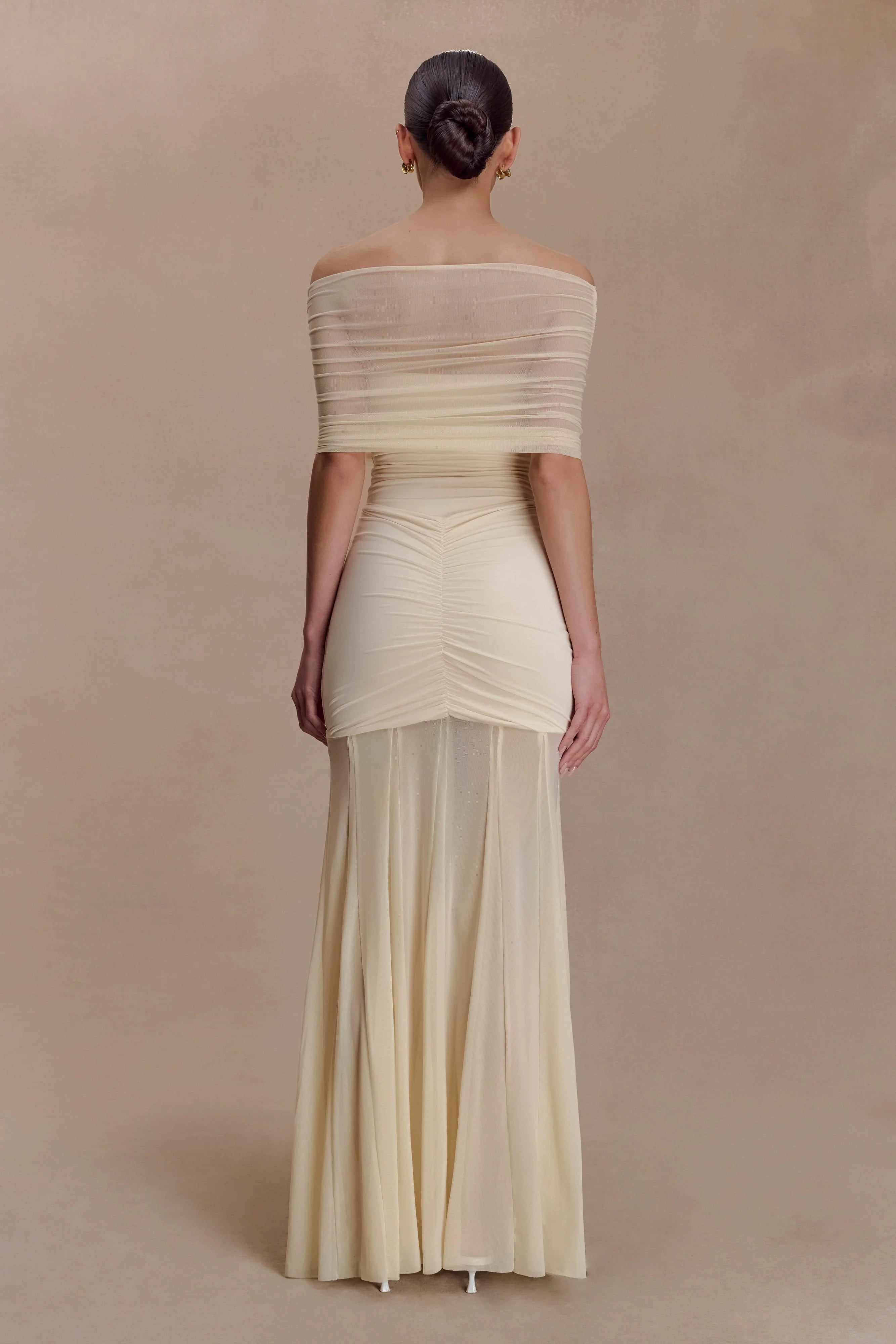 Abito Maxi Luciana Caspian – Off Shoulder in Mesh e Slinky