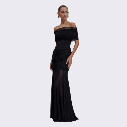 Abito Maxi Luciana Caspian – Off Shoulder in Mesh e Slinky