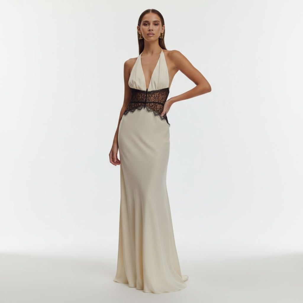 Abito Maxi Dinah Rosalie – Pizzo & Raso Nero